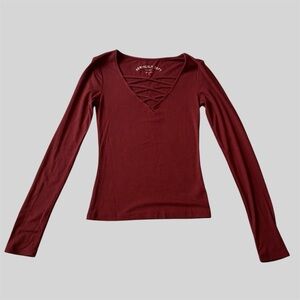 Aeropostale Seriously Soft Ribbed Strappy V-Neck Top